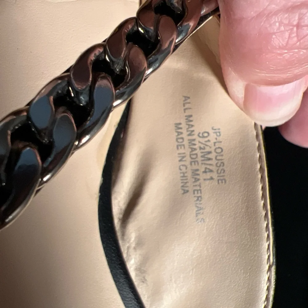 Jessica Simpson Loussie Mule Black Jewel Chain Link Vamp‎ Size 9.5